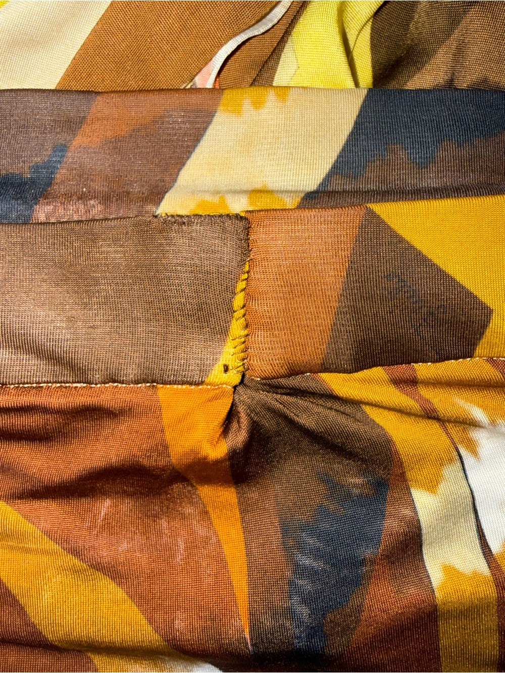 EMILIO PUCCI Brown Yellow Geometric Crossover Strapless Flowy Maxi 44 US 10 Y2K - Picture 14 of 16